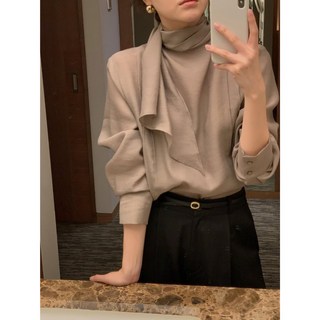 【高質感羊毛混紡】VENUSY 正韓 - 韓國東大門空運直送台灣 布里綁帶長袖襯衫