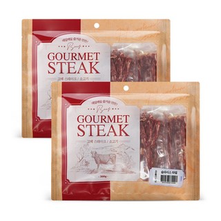 고메스테이크 애견 마블링 간식 슬라이스타입, 소고기슬라이스맛, 2개, 300g