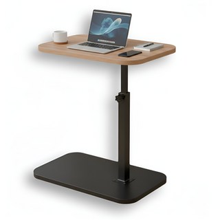 코지브 높이조절 사이드 보조테이블 협탁, 블랙+월넛