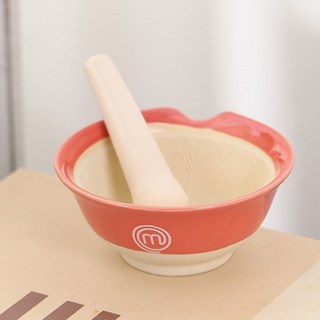 陶瓷研磨碗肉泥研磨輔食碗研磨缽配研磨棒搗碎器搗蒜器磨蒜器磨碎器研磨棒搗藥器磨粉磨藥碗, P粉色研磨碗+陶瓷棒, 1個