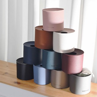 1+1 국내생산 인테리어 소품 가죽 원형 티슈케이스 두루마리 휴지 티슈 케이스 커버 보관함, 네이비