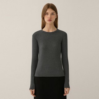 리스트 골지 스판 라운드넥 티셔츠 TSJTSP72010