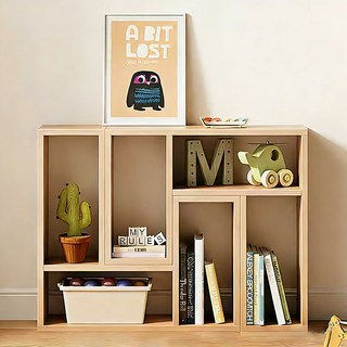 거실수납책장 조립 책장 길이조절 회전책장 수납장 서재 선반, 오크, 1개