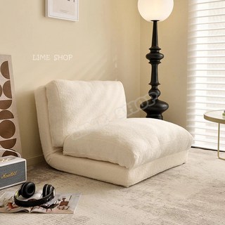 懶人沙發 榻榻米沙發 休閒沙發 躺椅 家用臥室客廳奶油風折疊沙發 拆洗沙發床 瑞士卷摺疊椅 懶人沙發椅, 奶油色&裝飾條丨燈芯絨,單人位（80*80*55公分）, 1個