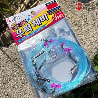 트리플 우럭채비 기둥줄 침선 선상우럭채비 엉킴방지용, 5개, 3개입