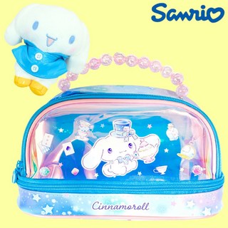 산리오 시나모롤 오로라 듀얼 파우치 대용량 필통 문구 키링 선물 세트, 1세트, 20.듀얼파우치 우비키링8cm