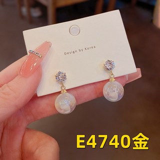 Sun_Plus 輕奢高級人魚珍珠耳環 真金電鍍水鑽設計 百搭氣質耳飾