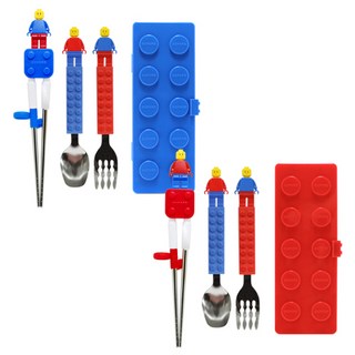 옥스포드 블럭 스텐3종세트 (블럭수저+블럭포크+블럭젓가락+케이스), 블루, 1개