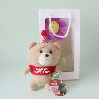 테드베어 정품 고리인형+스마일꽃+기프트쇼핑백, 고깔레드