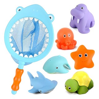 LET'S TOY 鯊魚與海洋朋友們洗澡玩具7件組, 混合顏色