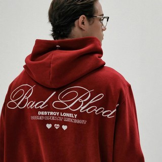 badblood 韓國 小眾 潮牌 愛心 刺繡 字母 美式 復古 連帽 衛衣 男女 休閒 帽衫
