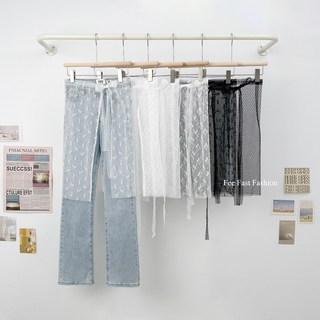 Fee半身綁帶蕾絲襯裙，一片式半裙，復古蝴蝶結疊穿圍裙，多色可選