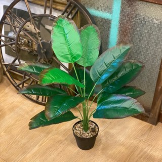 GXS拍照道具 龜背葉仿真植物假盆栽，室內裝飾綠植，免澆水仿真龜背芋盆栽, 12葉紅棕旅人葉-高約65cm, 1個