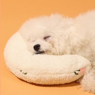 레이지플래닛 강아지 고양이 미니 반달 베개, 화이트, 1개