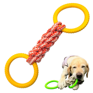 LETOJ 강아지 링로프 터그놀이 장난감, 1개, 옐로우
