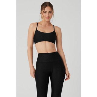 alo 알로요가 브라 탑 Airlift Leopard Debossed Intrigue 블랙 222590 미국직배송