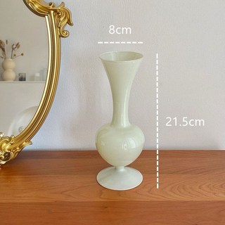 復古法式玉色玻璃花瓶 陶瓷 花瓶 水培鮮花 插花 輕奢桌面擺件 花器 花盆 水培容器 拍照道具 北歐風輕奢玻璃花瓶 客廳, 白玉綠