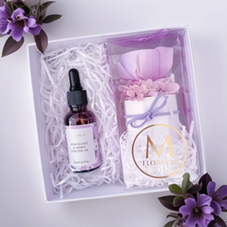 FLORAL M 法式小野玫香氛擴香花禮盒 晨曦紫 30ml 香氛油, 1組, 英國梨小蒼蘭