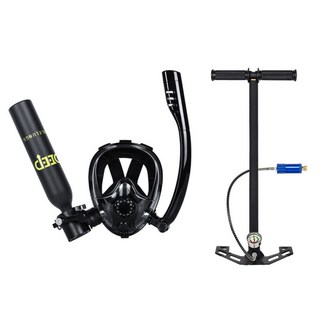 휴대용 다이빙 산소 탱크 소형 풀페이스 마스크 수중 호흡기 스노클링 장비, 표준 펌프 백 옐로우