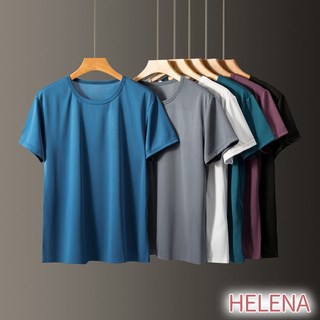 【Helena】冰絲速乾涼感短袖上衣 大尺碼素T 男款素色圓領寬鬆薄款T恤【A30】