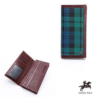 DF BAGSCHOOL SANDIA POLO系列經典格紋牛皮二折式長夾 皮夾 男夾