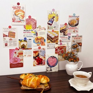 레트로 디저트 엽서 레시피 페이퍼 빈티지 엽서 포스터, 디저트 하우스 30p 1set