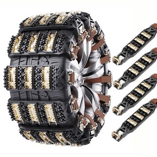 SEAMETAL 차량용 스노우체인 타이어 체인 슬롯 강철 이빨 미끄럼 방지 체인, 4개