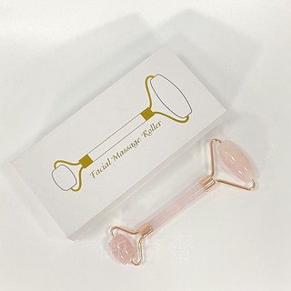 御古齋 精選天然玉石滾輪按摩 粉水晶 東菱玉 鈦赫茲 能量石 兩用滾輪 面部經絡 眼部滾輪 按摩保健 消除疲勞, 1個, 款一 粉水晶(附盒)