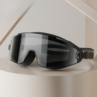 李寧大框防霧泳鏡，防水高清游泳眼鏡，男女專業潛水泳帽游泳裝備, 1個, 536-曜石黑