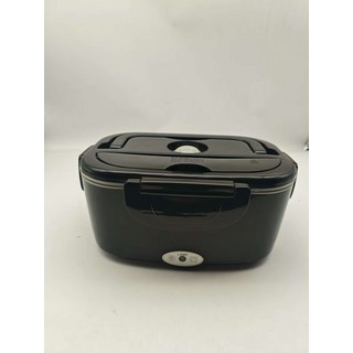 電熱飯盒便攜式家車兩用熱飯保溫便當免注水加熱, 1個, 黑色:歐規220V12V不鏽鋼內膽+密封圈