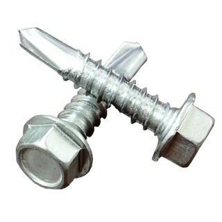 白鐵410鑽尾螺絲(自鑽螺絲/浪板螺絲) 六角頭 洗白附墊片, 1個, #12X3/4"(200支)