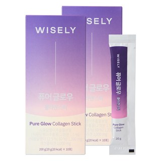 와이즐리 퓨어글로우 뮤신 콜라겐 키위맛 젤리 스틱, 200g, 2박스