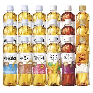 웅진식품 차음료 6종 (하늘보리 3개 누룽지차 3개 결명자차 3개 카뮤트현미차3개 옥수수수염차3개 자색옥수수수염차 3개 ), 18개, 500ml