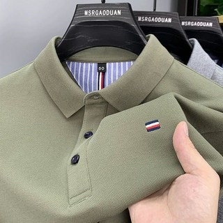폴로 셔츠 남성 무다림 긴팔 상의 중년 아빠룩 크로스보더 트렌드 브랜드 터틀넥 폴리에스터 이너 루즈핏 패션 봄가을 폴로넥