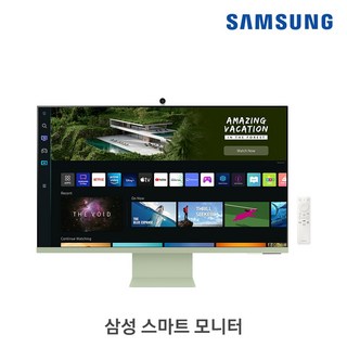 삼성전자 스마트 모니터 M8 S32BM801 32인치 UHD 4K 웹캠 마이크 스피커 내장 슬림 디자인 디즈니플러스 유튜브 넷플릭스 빅스비 슬림핏 탭뷰 미러링 에어플레이2, S32BM80G 그린