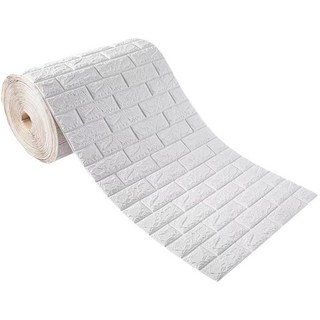 ELSECHO 충돌 방지 폼블럭 이음새없는 접착 벽지, 흰색