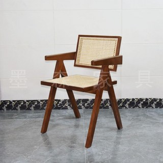 식탁의자 엔틱 노르딕 등나무 의자 원목 단단한 나무 식당 디자이너, 호두 (모조 덩굴), 1개