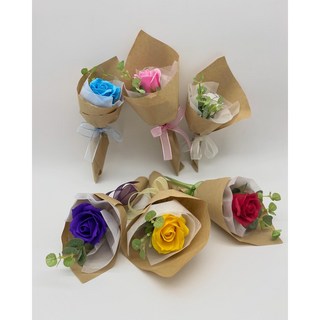 비비드컬러 비누꽃 미니 꽃다발 빼빼로세트, 분홍, 1개