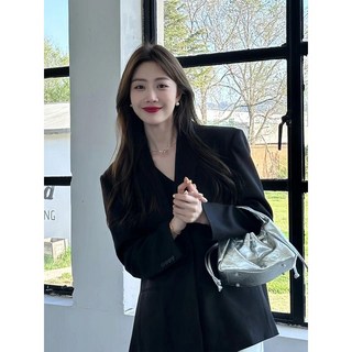 黑色西裝外套女秋季新款韓版寬鬆顯瘦小個子休閒氣質百搭西服上衣