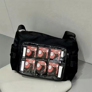 斜挎包 痛包 學院日常百搭大容量 郵差包女透明吧唧單肩包