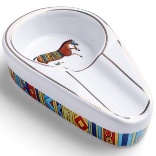 COHIBA單支雪茄煙灰缸 台灣公司貨 陶瓷菸灰缸 便攜雪茄菸灰缸, 1個, 白愛馬, 白愛馬