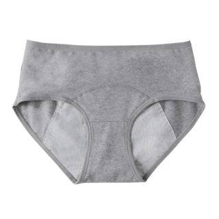 純棉呵護透氣防漏生理褲：中腰舒適月經褲，女生純棉內褲多件組, 深灰
