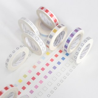 모모마테 체크리스트 마스킹테이프, 무지개 체크리스트