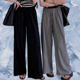 디어썸 쿨핏팬츠 여성 시원한 와이드 팬츠 하이웨스트 밴딩