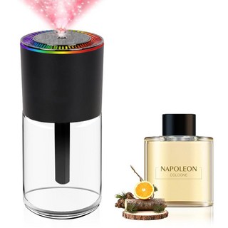 2025 완전히 새로운 스마트 자동차 공기 청정기 디퓨저 160ml 대용량 6개월용 실시간 모니터링 90일 배터리 수명 3가지 모드 별이 빛나는 천장이 있는 7가지 색, Large Diffuser + Cologne