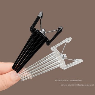 髮根蓬鬆夾 蓬鬆定型神器 三齒蓬鬆髮根夾 瀏海造型夾 高顱頂 風塑梳, 1個, 黑色+白色造型【2個】