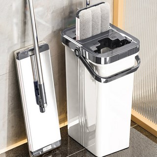 로엔다 슬림 스탠드 스테인리스 물걸레 청소기 탈수통 세트 초극세사 대걸레, 1개