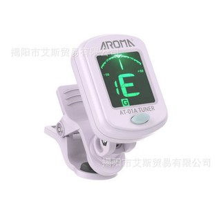 AROMA 附電池 夾式 調音器 吉他 電吉他 電貝斯 烏克麗麗 小提琴 攜帶方便, AT-01A馬卡龍紫色, 1個