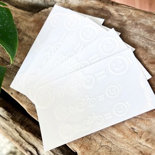 【速度公園】自行車裝飾貼紙，防水耐刮不殘膠，個性化搞怪趣味笑臉貼紙，適用於腳踏車機車, 白色 一張, 1個, 白色