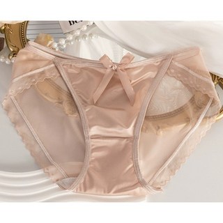 純欲薄紗性感內褲 低腰裸空素色, AT1405-香檳粉L